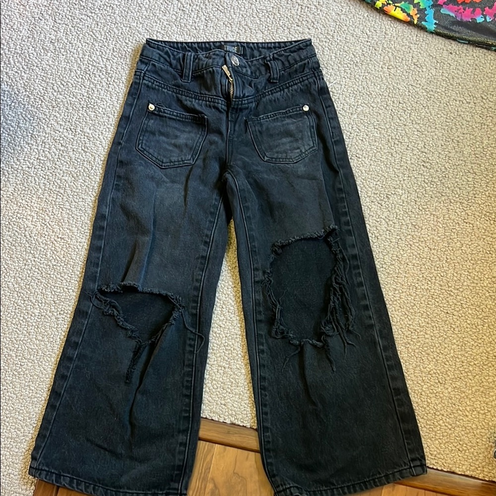 Kids Black Distressed Jeans